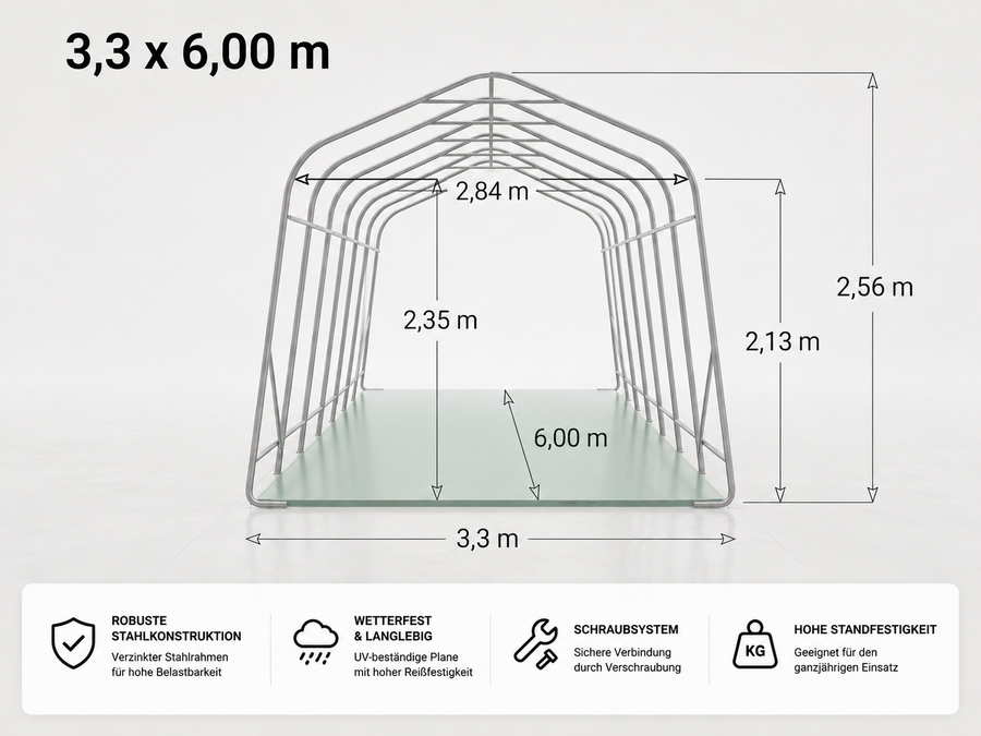Weidezelt Premium 3,3 × 6,0 m