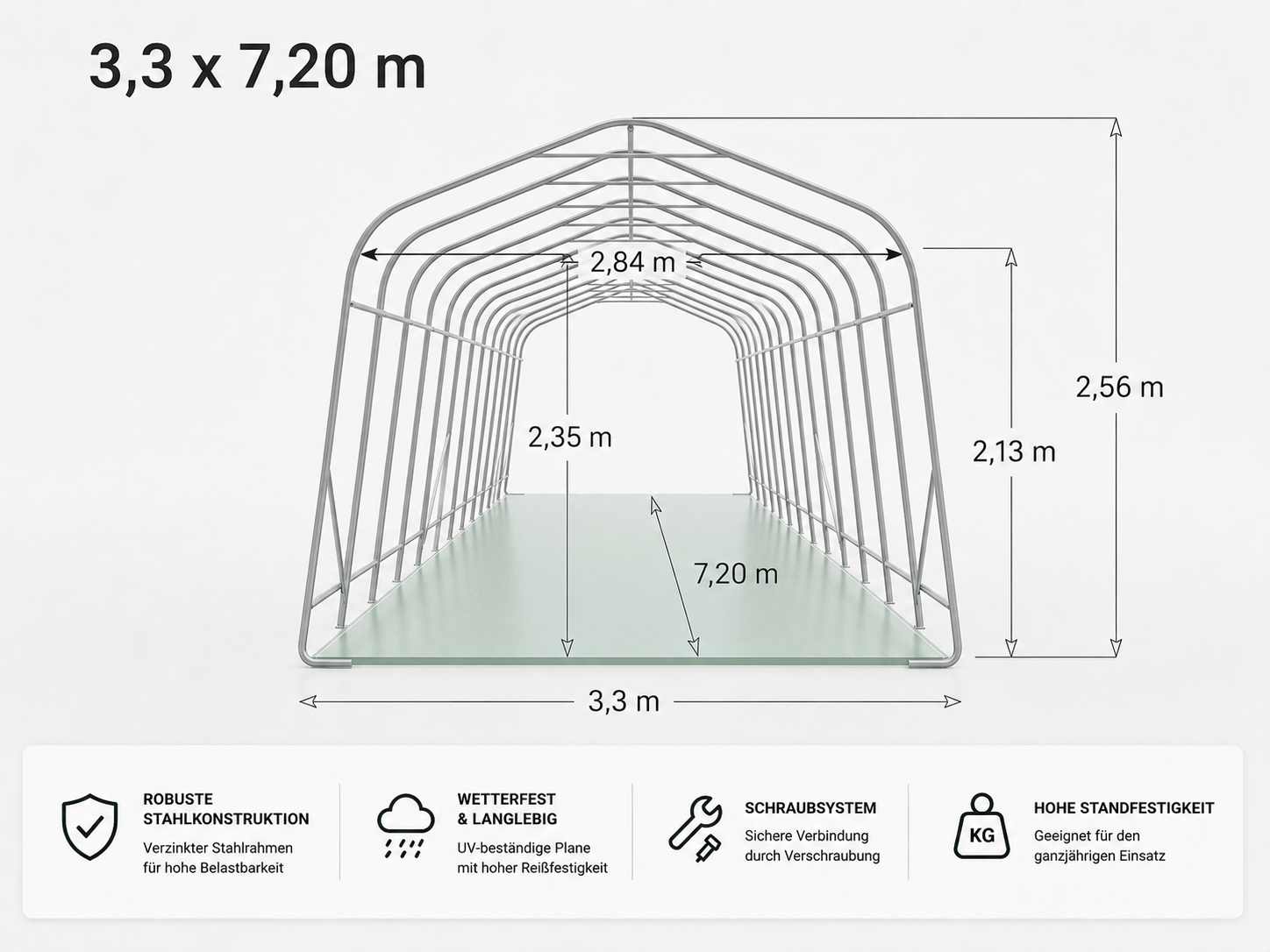 Weidezelt Premium 3,3 × 7,2 m