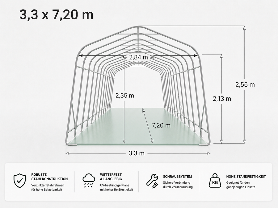 Weidezelt Premium 3,3 × 7,2 m