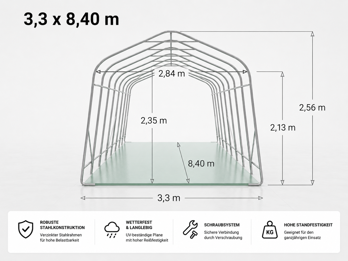 Weidezelt Premium 3,3 × 8,4 m