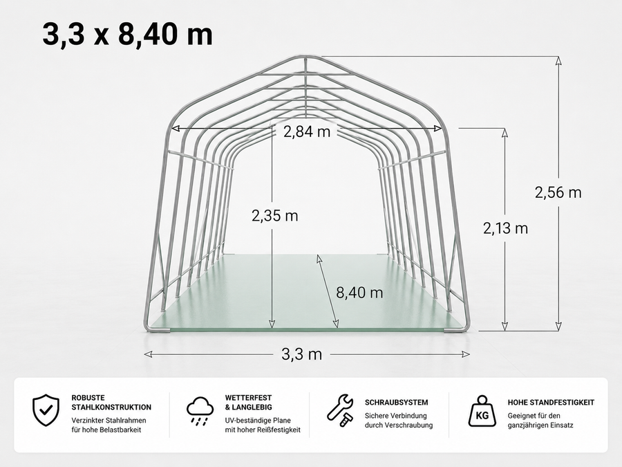 Weidezelt Premium 3,3 × 8,4 m