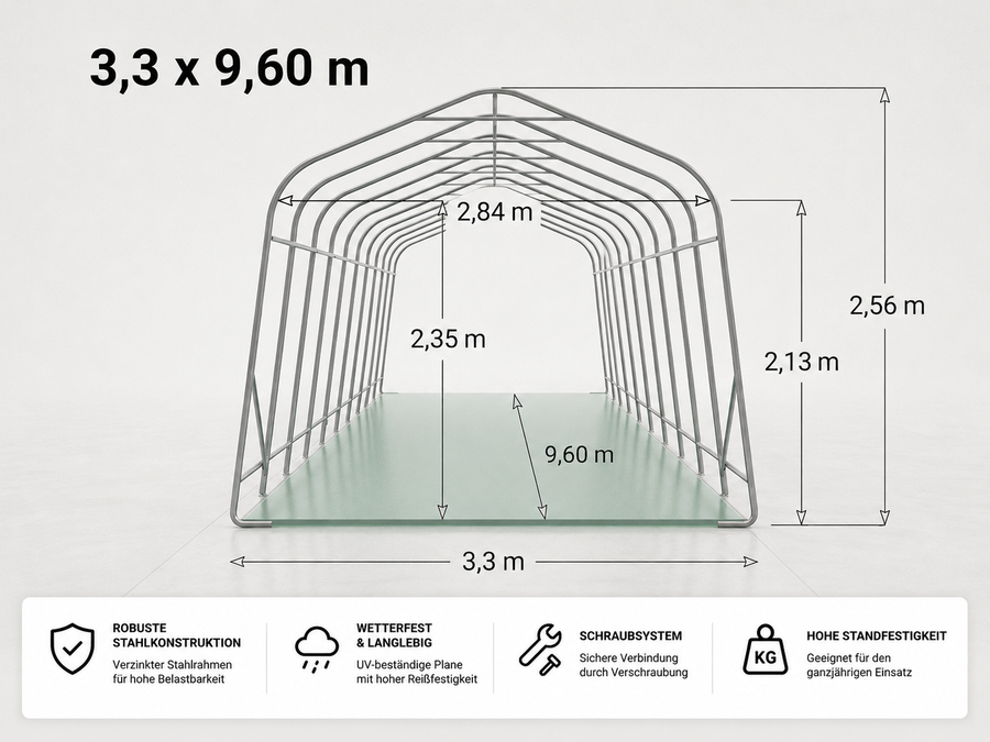 Weidezelt Premium 3,3 × 9,6 m