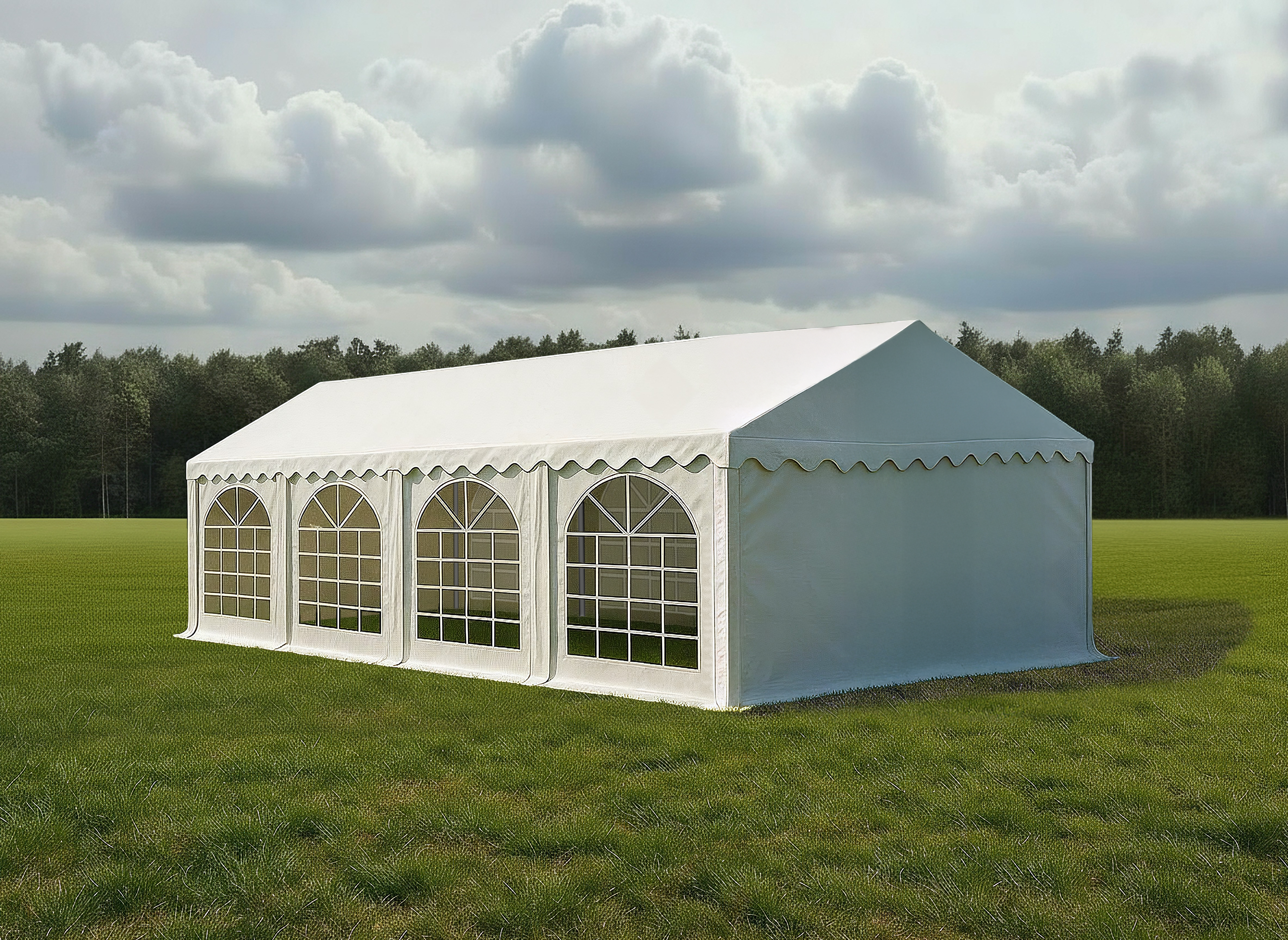 Partyzelt Premium PVC feuerresistent 4x8 m weiß