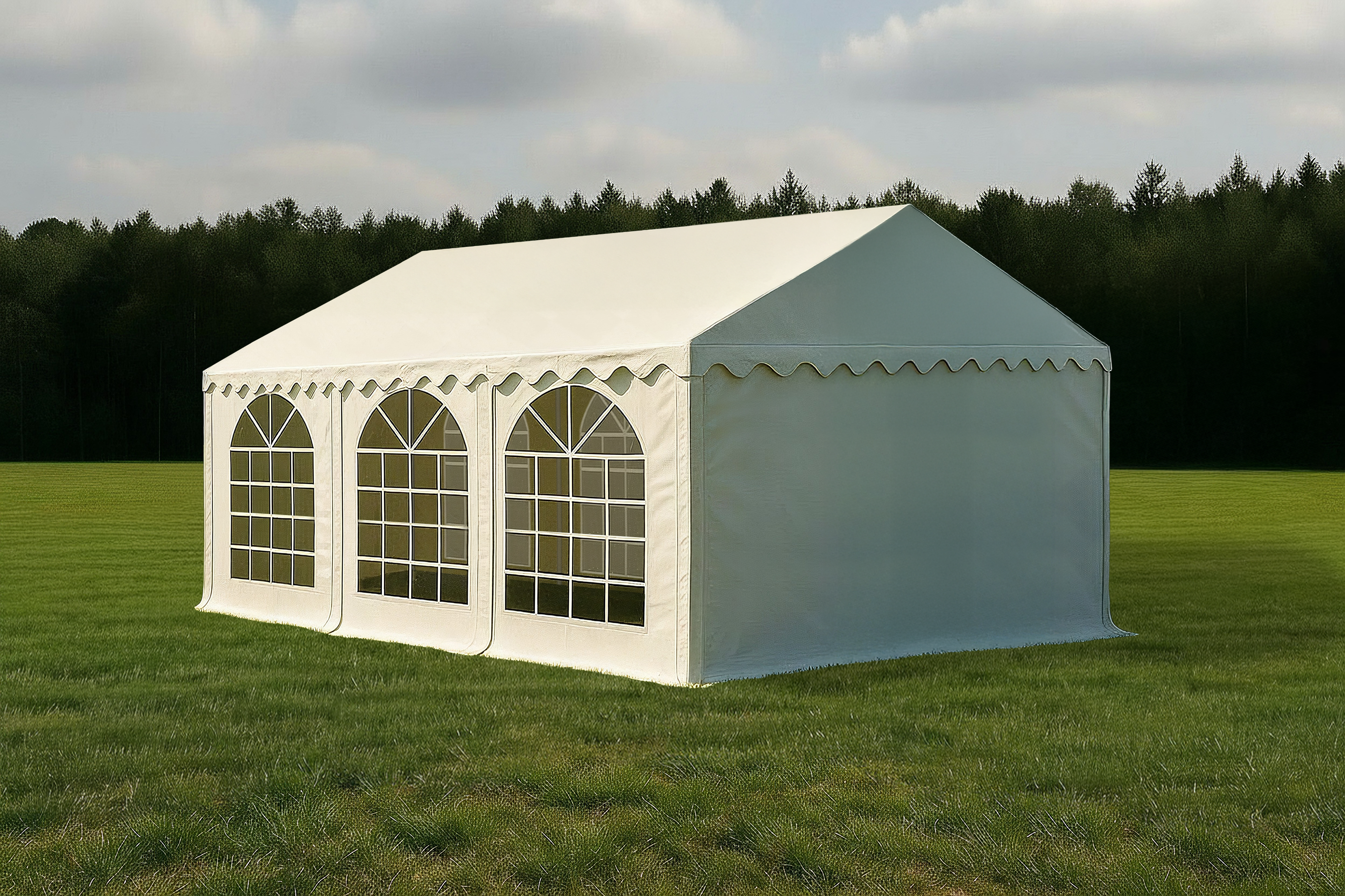 Partyzelt Professional PVC 4×6 m (Seitenhöhe 2,6 m, feuerresistent)