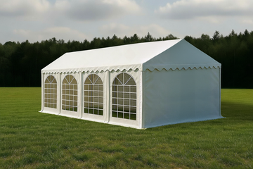 Partyzelt Professional PVC 4×8 m (Seitenhöhe 2,6 m, feuerresistent)