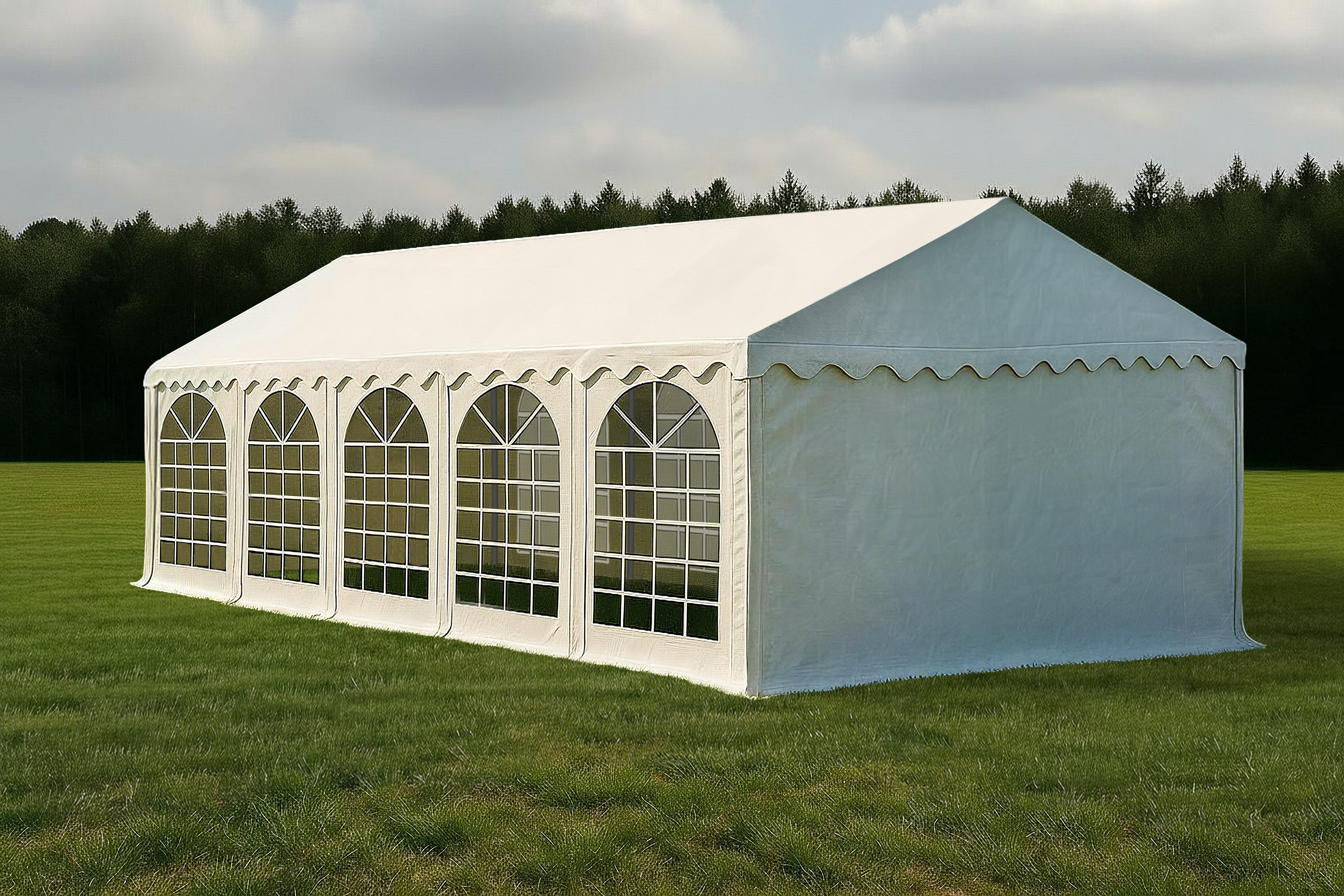 Partyzelt Professional PVC 5×10 m (Seitenhöhe 2,6 m, feuerresistent)