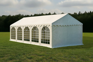 Partyzelt Professional PVC 5×10 m (2,6 m Seitenhöhe) weiß