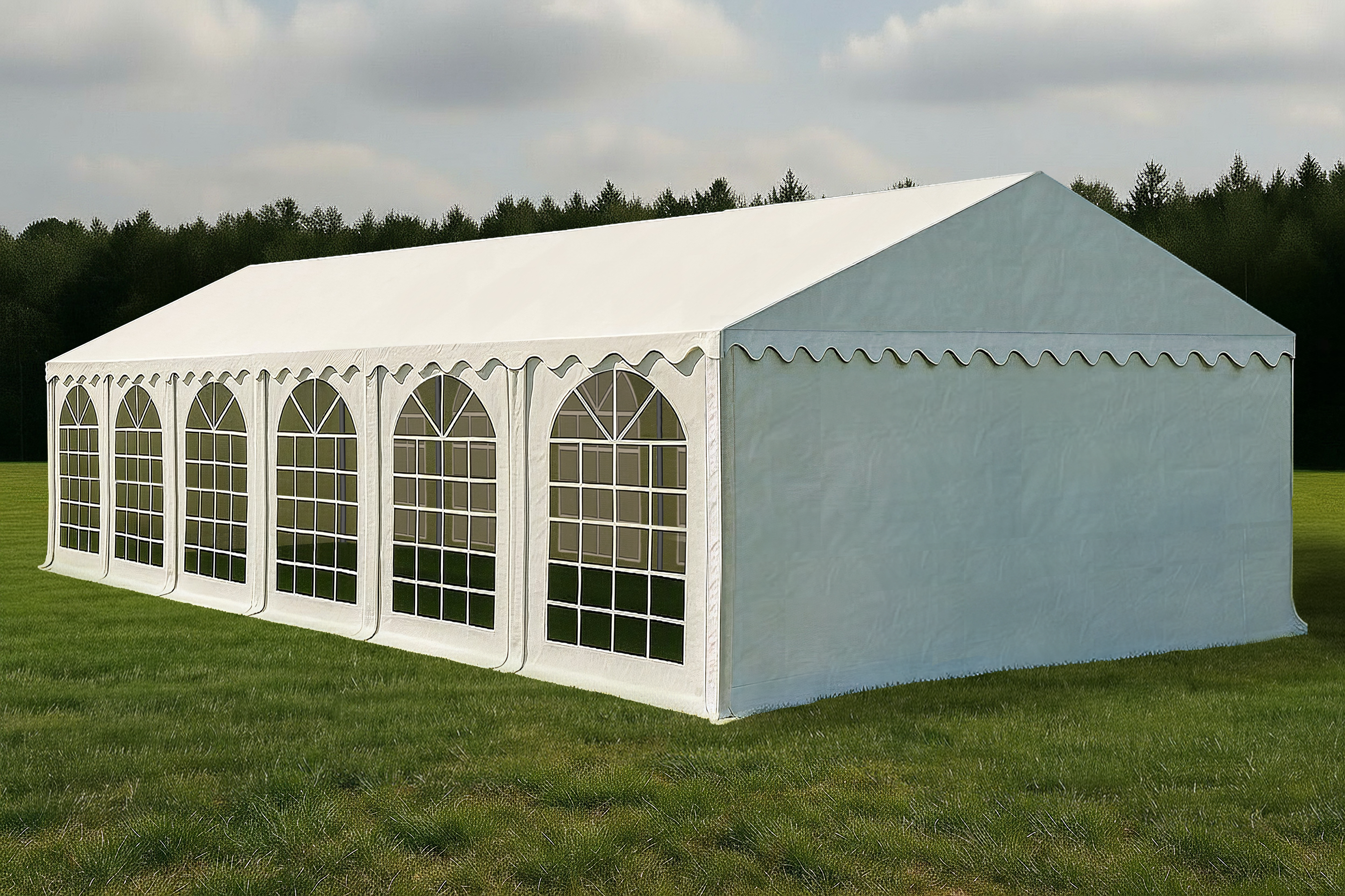 Partyzelt Professional PVC 6×12 m (Seitenhöhe 2,6 m, feuerresistent)