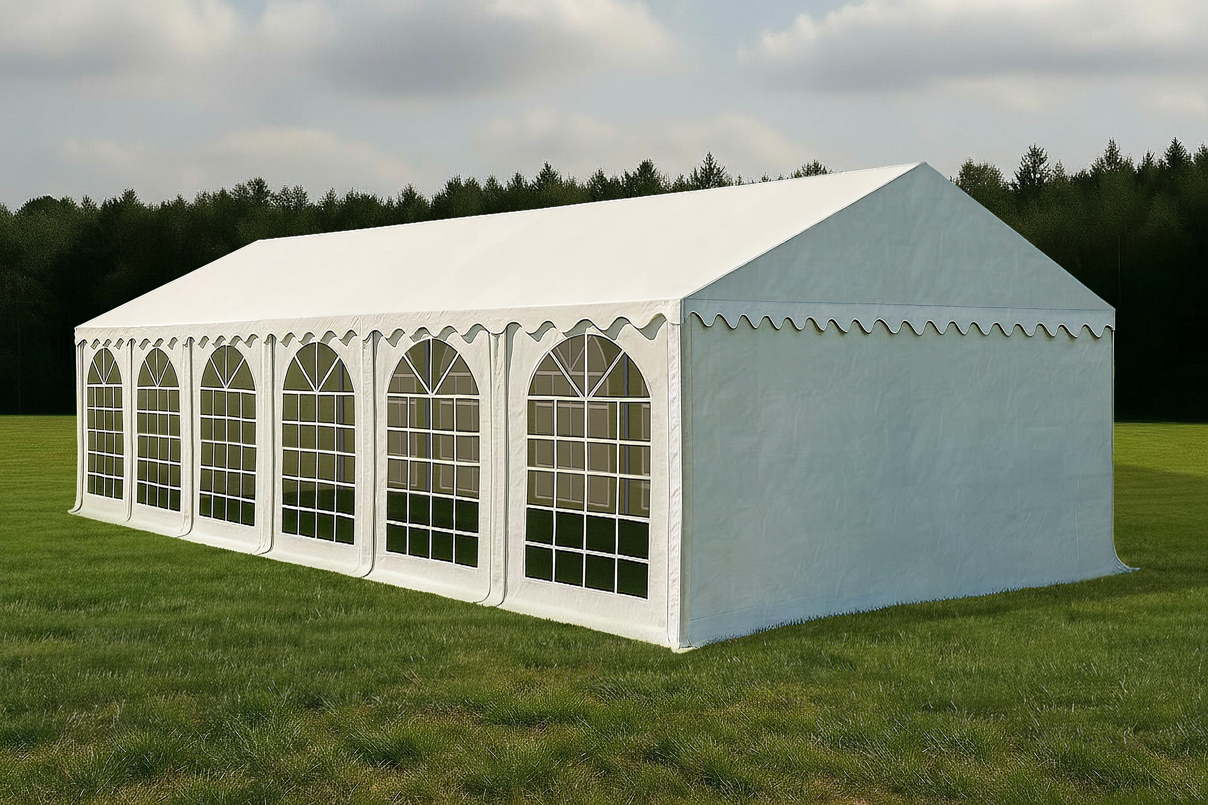 Partyzelt Professional PVC 6×12 m (2,6 m Seitenhöhe) weiß