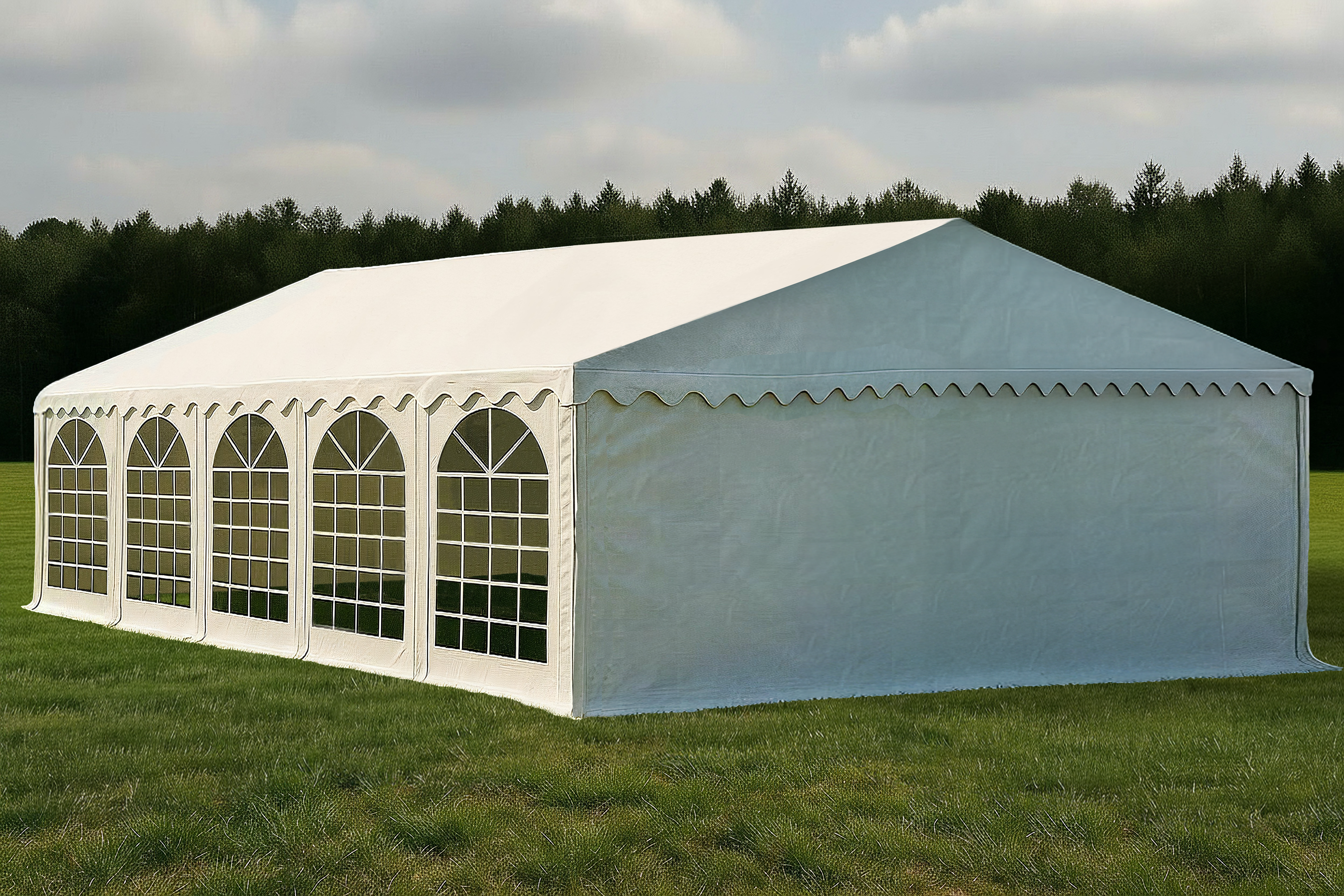 Partyzelt Professional PVC 8×10 m (Seitenhöhe 2,6 m, feuerresistent)