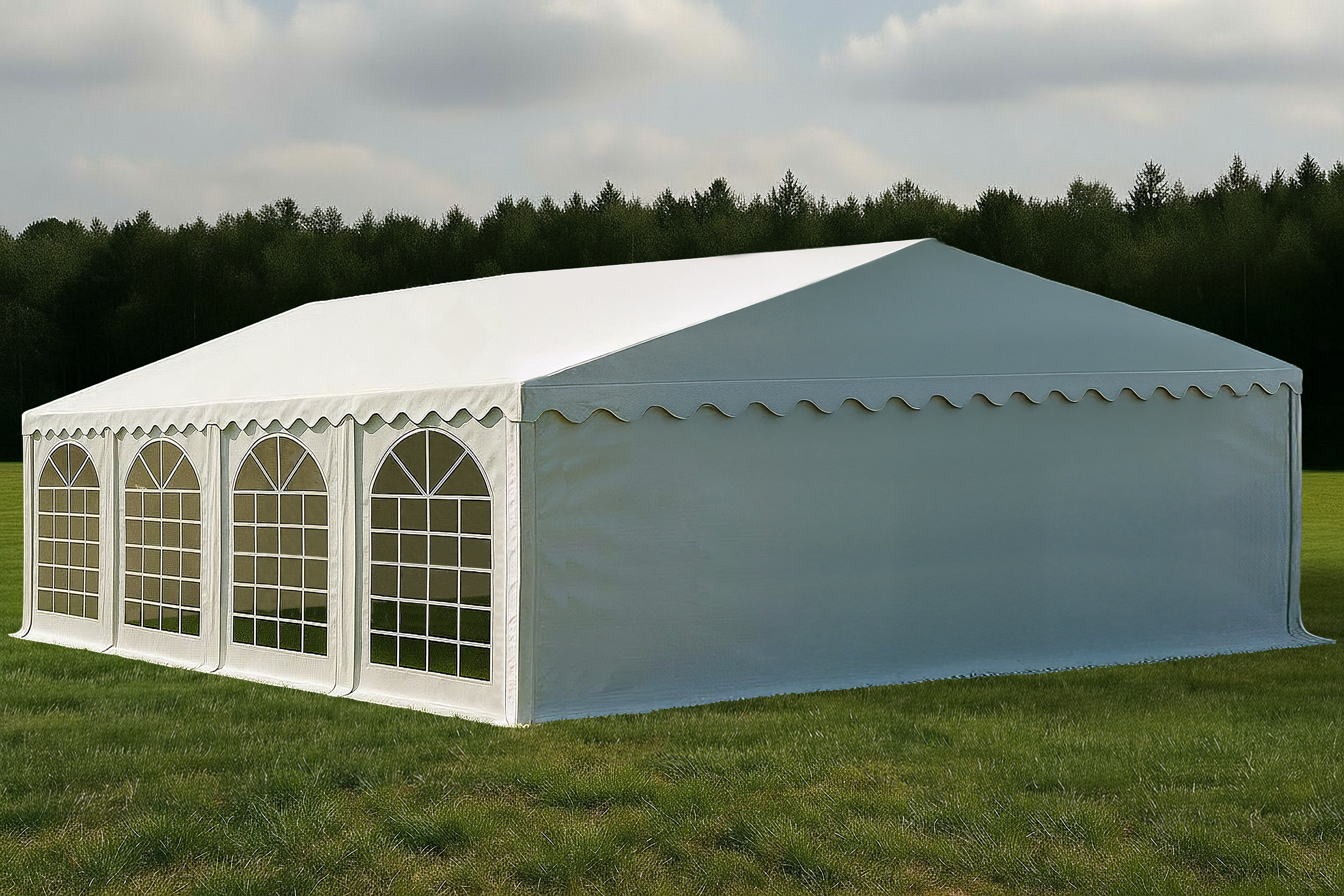 Partyzelt Professional PVC 8×8 m (Seitenhöhe 2,6 m, feuerresistent)
