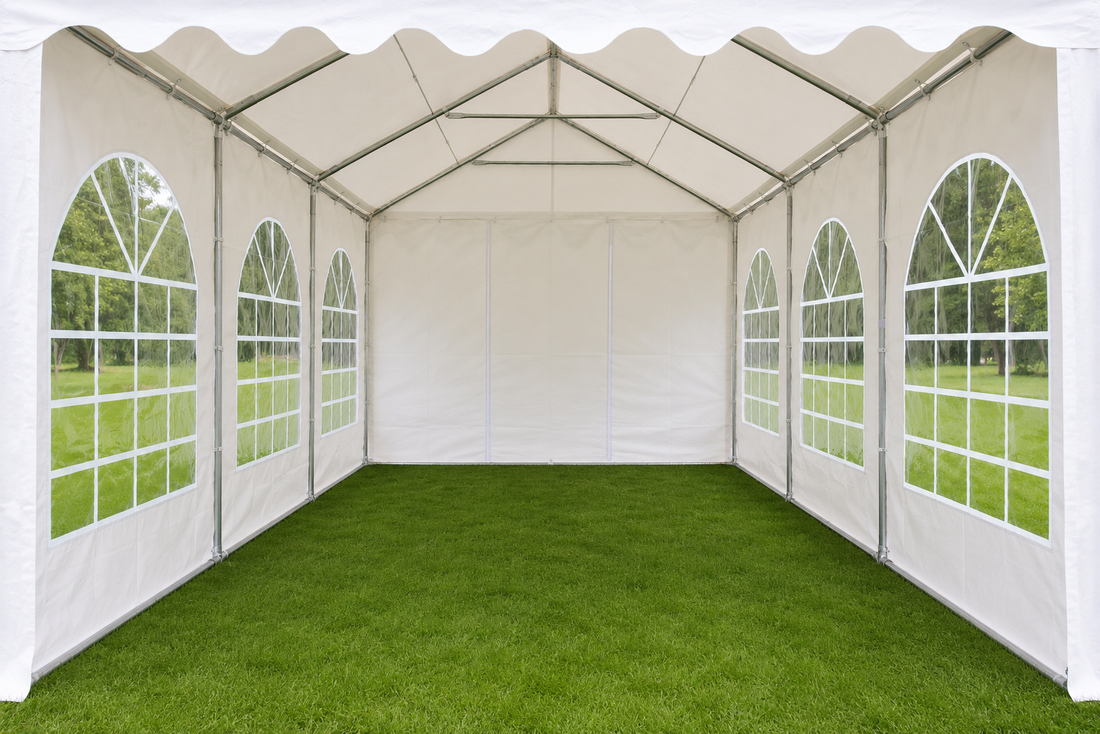 Partyzelt Premium PVC feuerresistent 8×10 m weiß